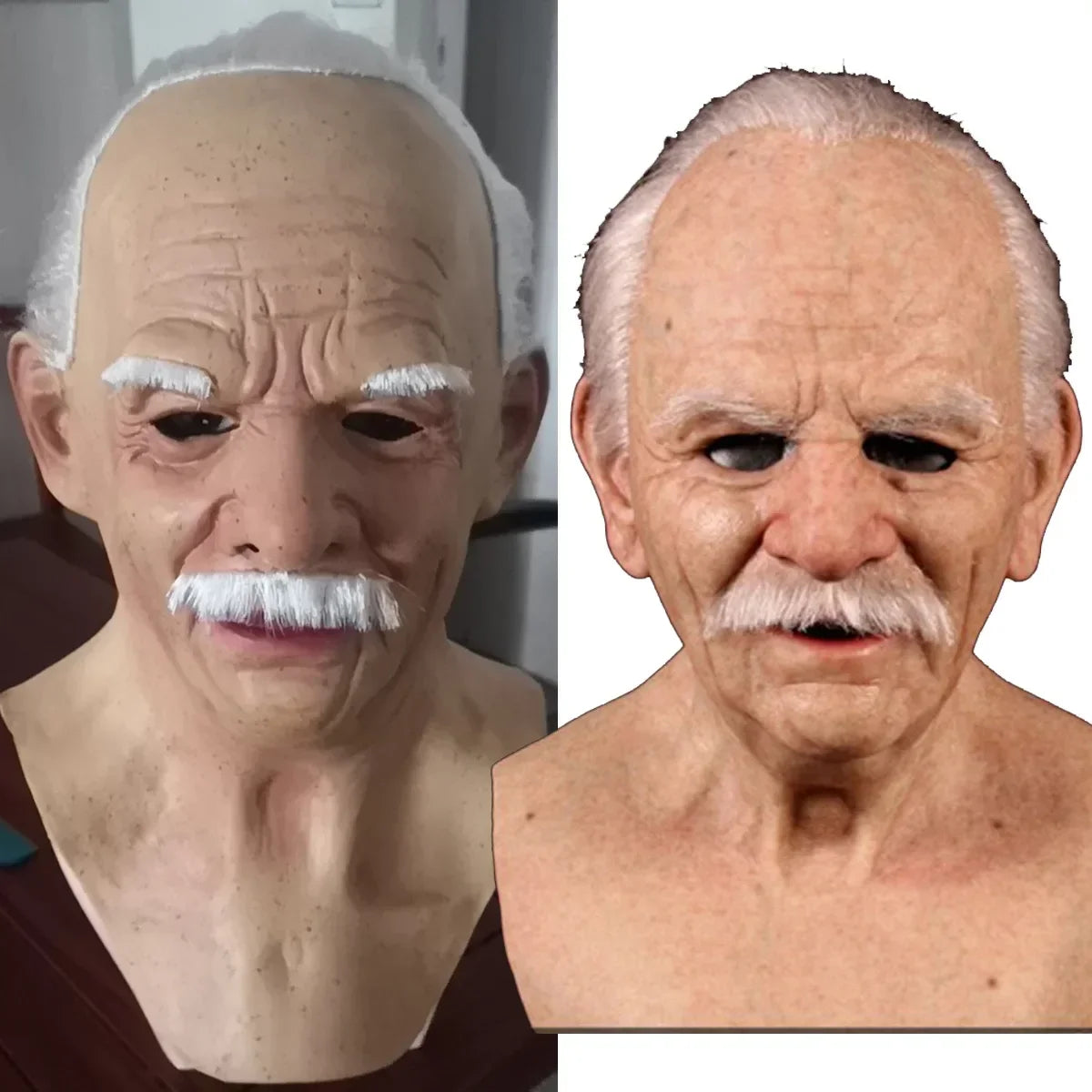 Latex Grandpa Bald Head Mask - Perfect for Halloween Parties Perfect for Costume Parties- !Hilarious Bald Grandpa Wig Mask