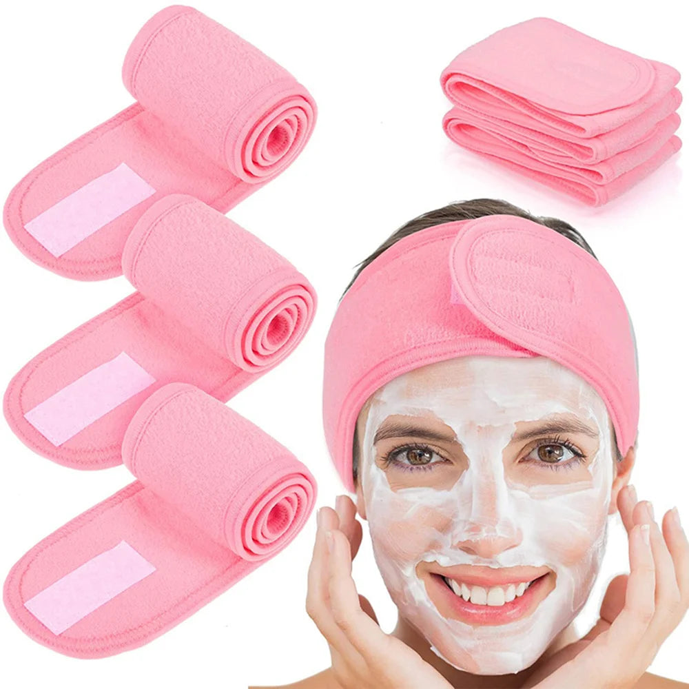 Women Adjustable SPA Facial Headband Bath Makeup Hair Band Headbands for Face Washing Soft Toweling Hair Make up Accessories